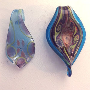 ART DECO MURANO STYLE GLASS PENDANTS - 2 AVAILABLE